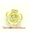 Flor Fimo 20mm Agujero 1,8mm Amarillo, Blanco y Beige