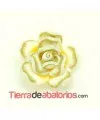 Flor Fimo 20mm Agujero 1,8mm Amarillo, Blanco y Beige