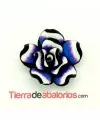 Flor Fimo 20mm Agujero 1,8mm Azul, Blanco y Morado