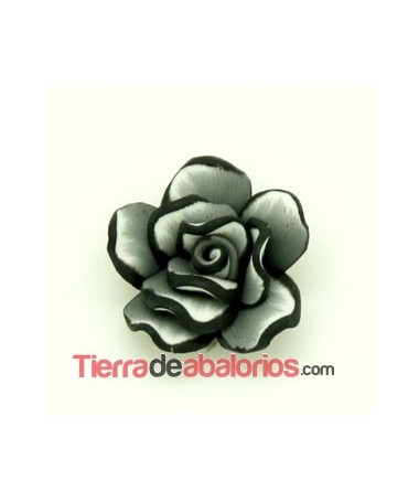 Flor Fimo 20mm Agujero 1,8mm Gris