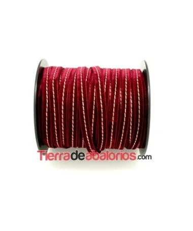 Cinta Terciopelo 10mm Granate Pespunte Beige Cinta Terciopelo 10mm Granate Pespunte Beige