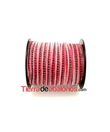 Cinta Terciopelo 10mm Rosa Pespunte Negro