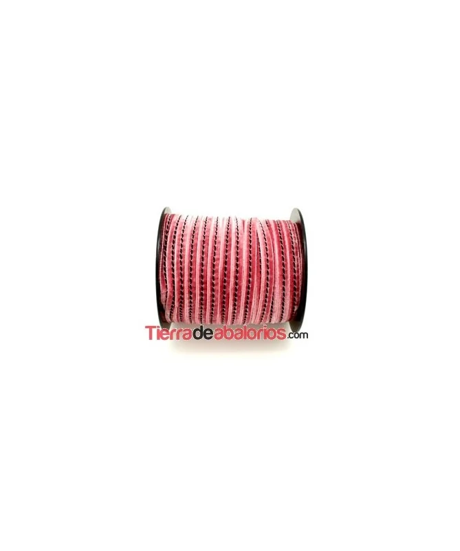 Cinta Terciopelo 10mm Rosa Pespunte Negro