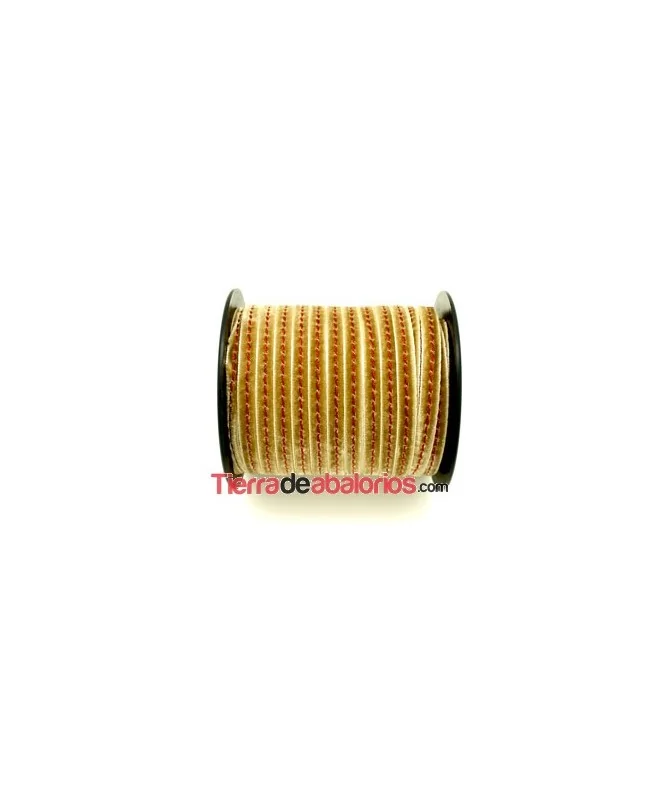Cinta Terciopelo 10mm Beige Pespunte Teja