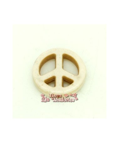 Simbolo de la Paz Howlita 25mm Agujero 1mm, Blanco