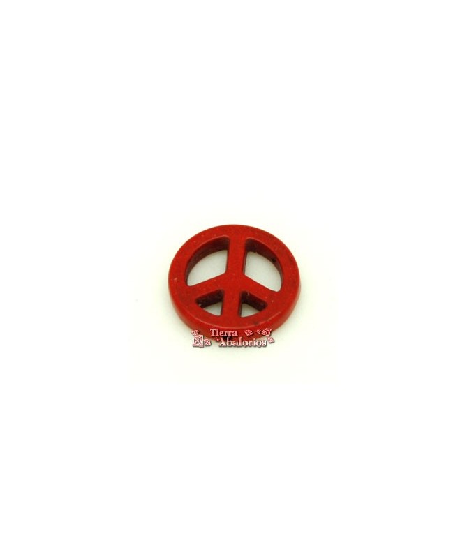 Simbolo de la Paz Howlita 20mm Agujero 1mm, Rojo