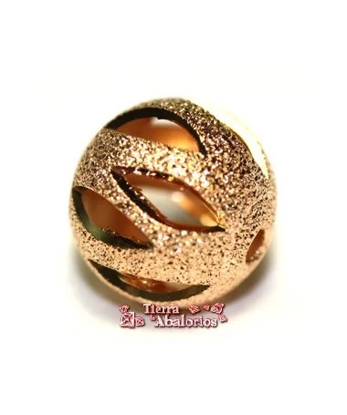 Bola Calada Brillo 14mm Agujero 2mm, Oro Rosa