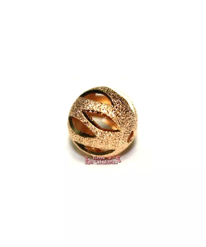 Bola Calada Brillo 14mm Agujero 2mm, Oro Rosa