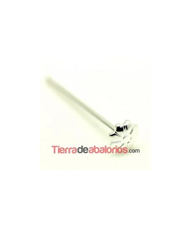 Pendiente Tope Flor 4mm para Bola Pasada, Plateado