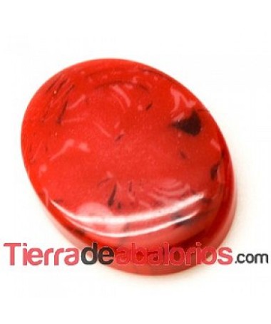 Cabujón Resina Ovalado 18x14mm Rojo Efecto Piedra