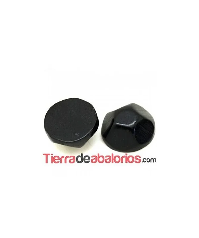 Resina Cabujón Redondo Irregular 15mm Negro