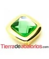 Pasador 15x15mm Agujero 10x3mm Dorada, Cristal Peridot