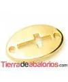 Conector Oval Cruz 20x13mm, Dorado