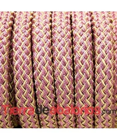 Cordón Trenzado 10mm Salmón y Dorado