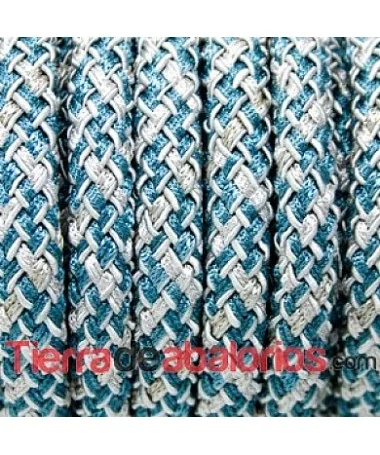 Cordón Trenzado 10mm Azul y Plata
