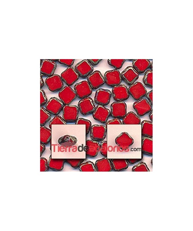 Rombo 12mm Rojo Coral con Efecto Picasso