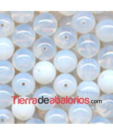 Perla de Cristal Checo 14mm, Agujero 1,2mm Blanco Opalino