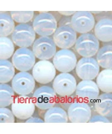 Perla de Cristal Checo 14mm, Agujero 1,2mm Blanco Opalino Perla de Cristal Checo 14mm, Agujero 1,2mm Blanco Opalino