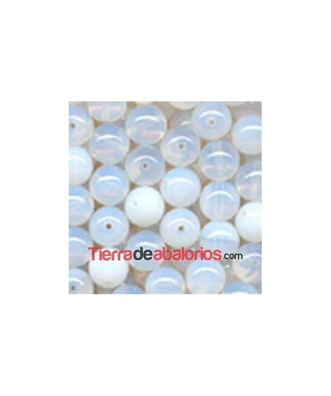 Perla de Cristal Checo 14mm, Agujero 1,2mm Blanco Opalino