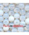 Perla de Cristal Checo 14mm, Agujero 1,2mm Blanco Opalino