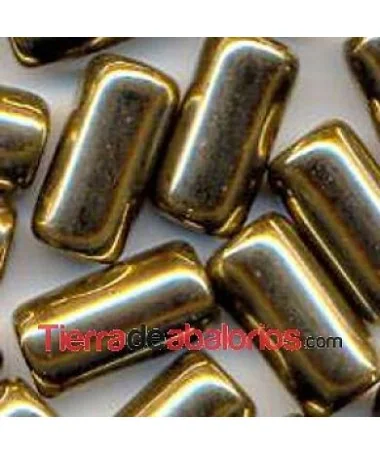 Tubo 14x7mm Agujero 1mm, Oro Viejo.