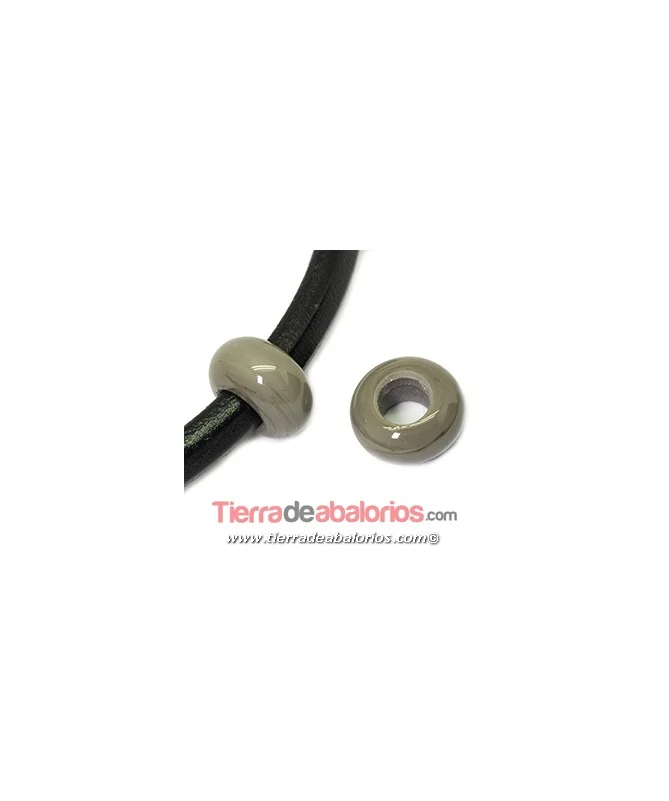 Murano Rondel 22mm Agujero 10mm, Gris Mate Brillante | Tierra de Abalorios Murano Rondel 22mm Agujero 10mm, Gris Mate Brillante | Tierra de Abalorios