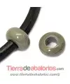 Murano Rondel 22mm Agujero 10mm, Gris Mate Brillante | Tierra de Abalorios