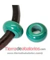 Murano Rondel 22mm Agujero 10mm, Verde Malaquita | Tierra de Abalorios