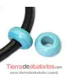 Murano Rondel 22mm Agujero 10mm, Turquesa Mate Brillo | Tierra de Abalorios