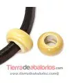 Murano Rondel 22mm Agujero 10mm, Beige Efecto Piedra Brillo | Tierra de Abalorios