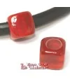 Cubo Murano 22mm Agujero 10mm, Rojo Brillante