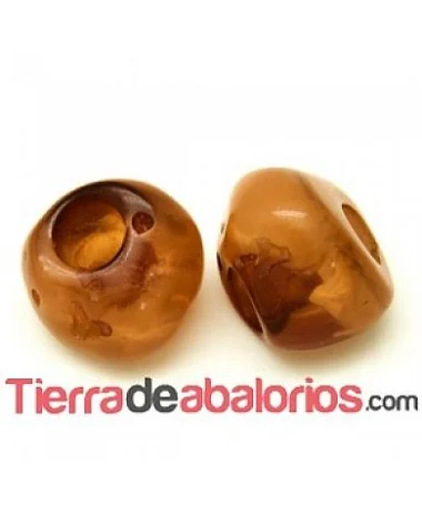 Resina Bola Irregular 19x15mm Agujero 6mm, Champan Resina Bola Irregular 19x15mm Agujero 6mm, Champan