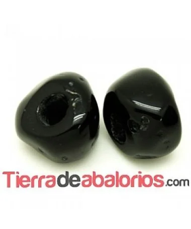 Resina Bola Irregular 19x15mm Agujero 6mm, Negra