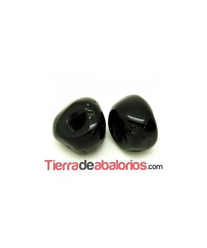 Resina Bola Irregular 19x15mm Agujero 6mm, Negra