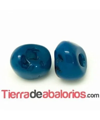 Resina Bola Irregular 19x15mm Agujero 6mm, Azul