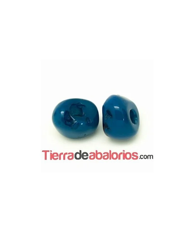 Resina Bola Irregular 19x15mm Agujero 6mm, Azul