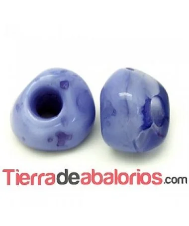 Resina Bola Irregular 19x15mm Agujero 6mm, Morado