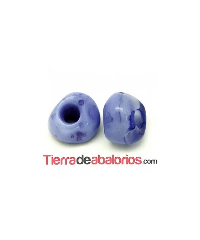Resina Bola Irregular 19x15mm Agujero 6mm, Morado