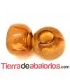 Resina Rondel Irregular 13x9mm Agujero 6mm, Champan