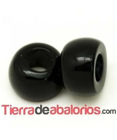 Resina Rondel Irregular 13x9mm Agujero 6mm, Negro
