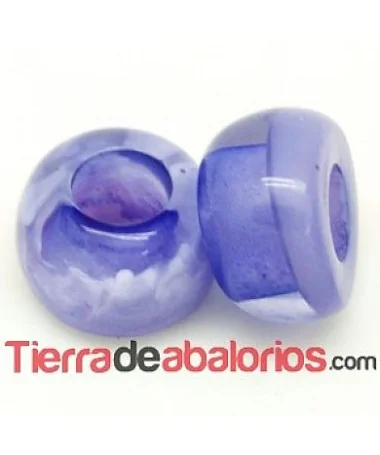 Resina Rondel Irregular 13x9mm Agujero 6mm, Morado Resina Rondel Irregular 13x9mm Agujero 6mm, Morado