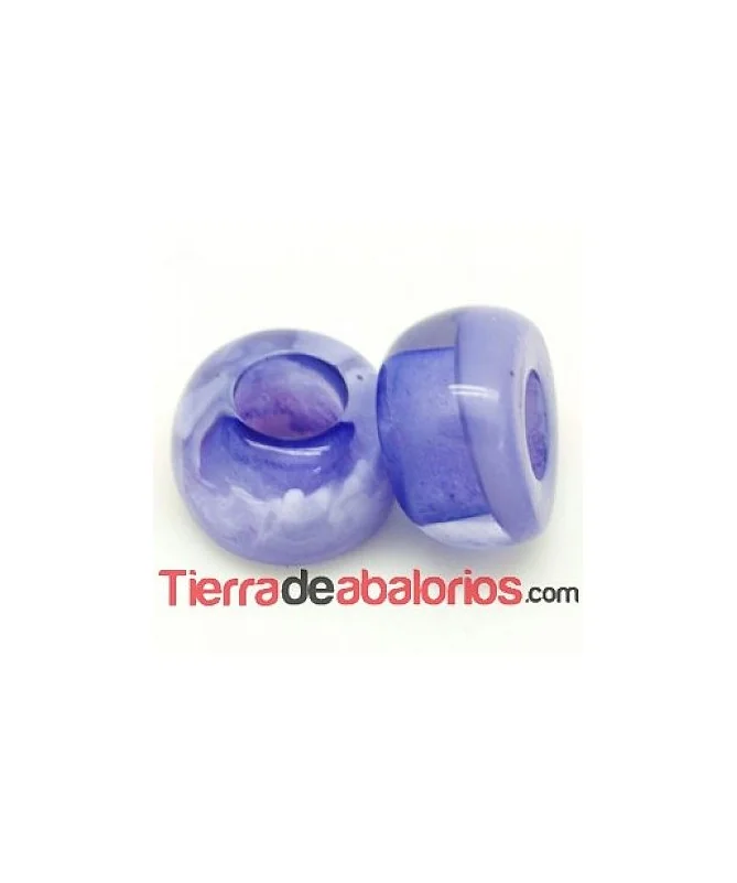 Resina Rondel Irregular 13x9mm Agujero 6mm, Morado