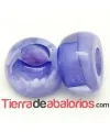 Resina Rondel Irregular 13x9mm Agujero 6mm, Morado