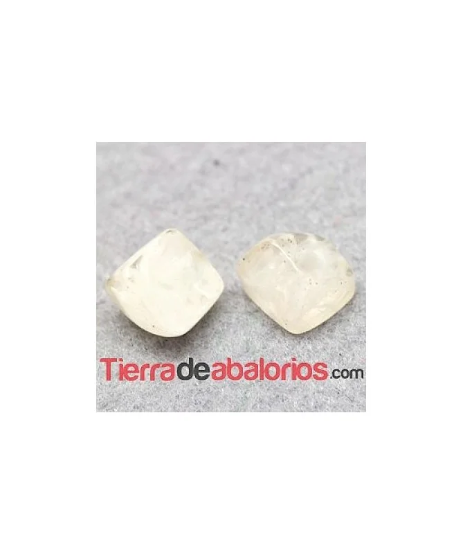 Resina Cabujón Irregular Cuadrado 9x9mm Blanco