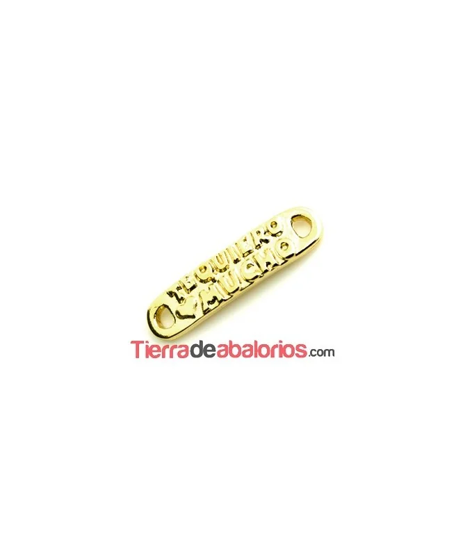 Conector Curvado Te Quiero Mucho 29x7mm, Dorado