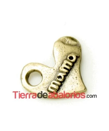 Corazón Mamá 17x14mm Oro Viejo