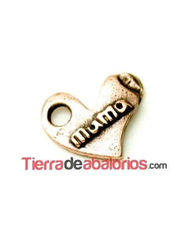 Corazón Mamá 17x14mm Cobre Viejo