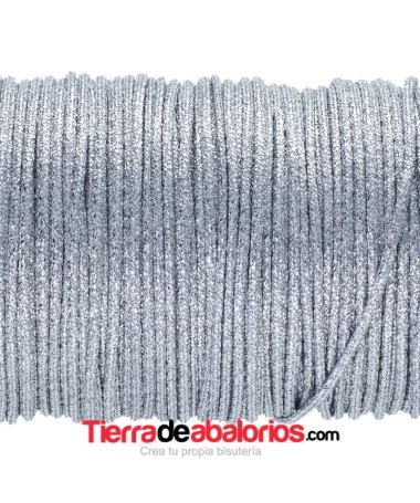 Cordón de Algodón Trenzado Brillante 1mm - Plata Metalizado