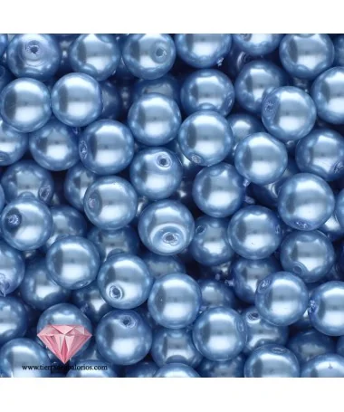 Perla de Cristal Checo 6mm Azul