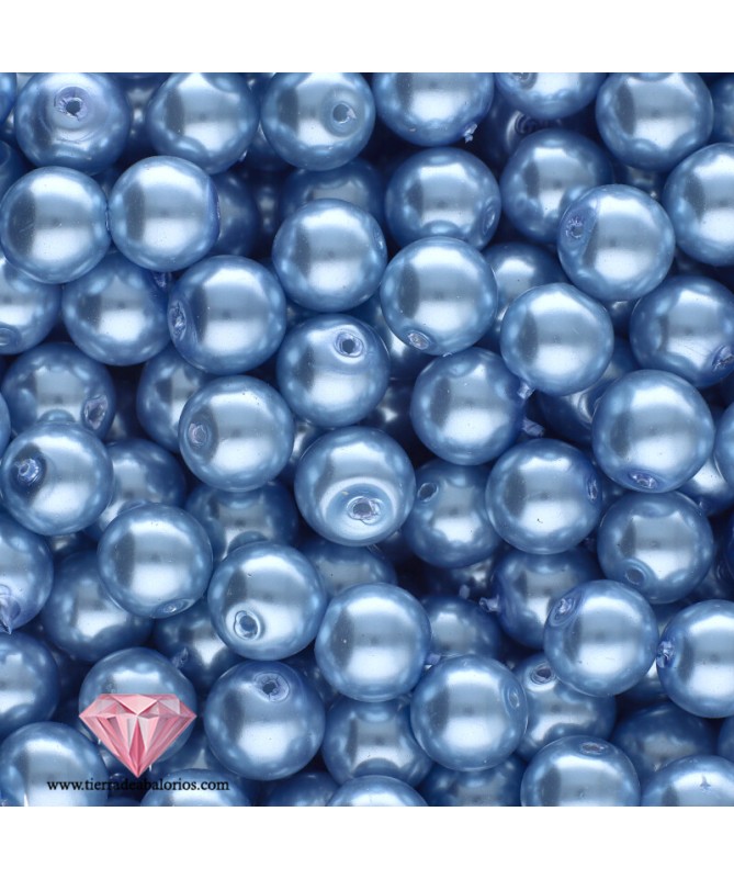 Perla de Cristal Checo 6mm Azul